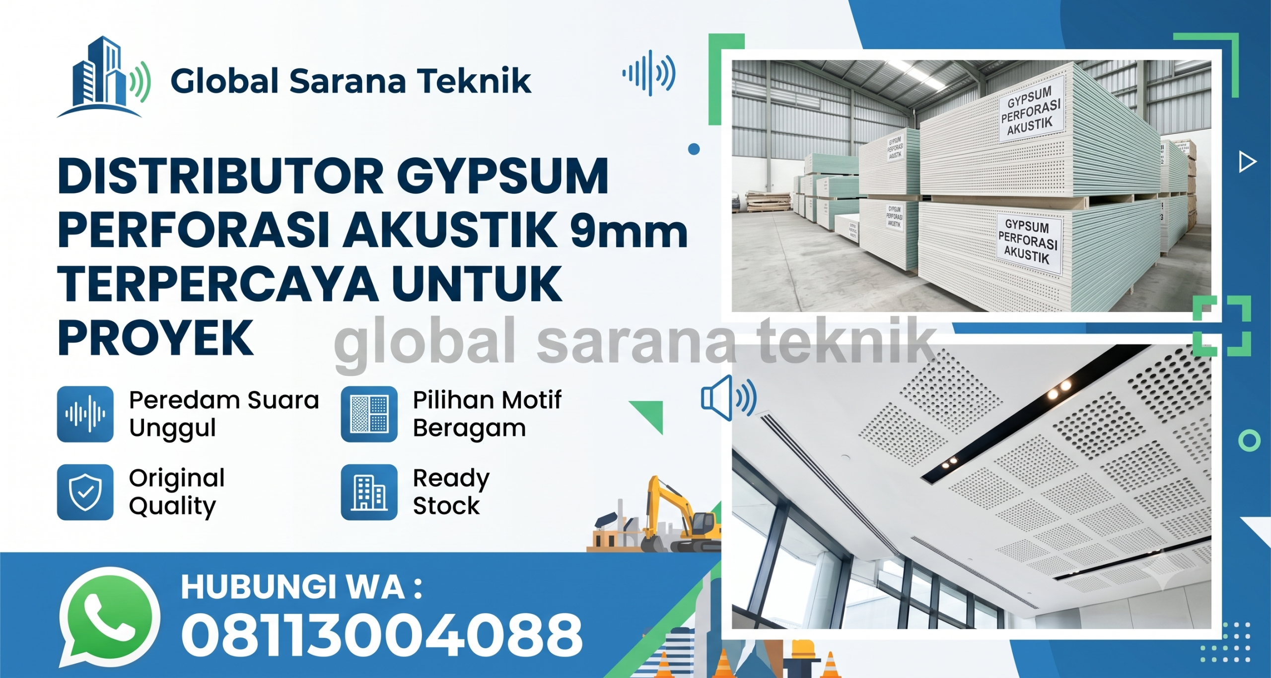 Distributor Gypsum Perforasi Akustik