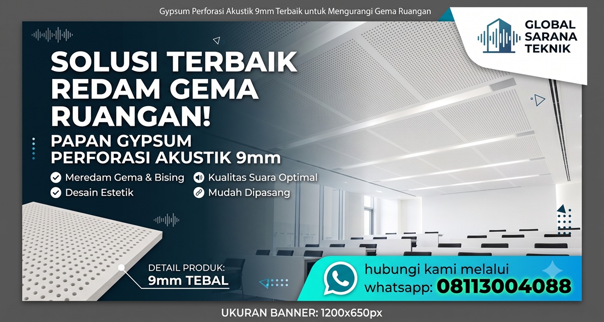 Gypsum Perforasi Akustik 9mm