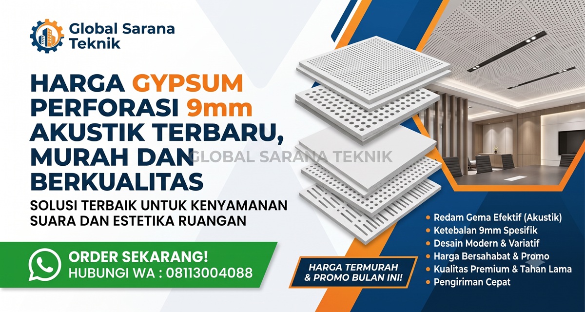 Harga Gypsum Perforasi 9mm Akustik