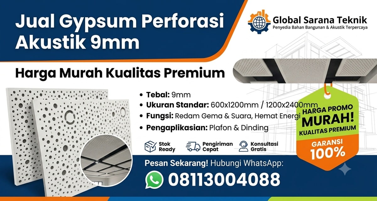 Jual Gypsum Perforasi Akustik
